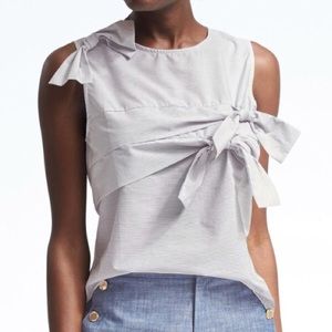 Banana Republic Striped Bow Accent Shell Top